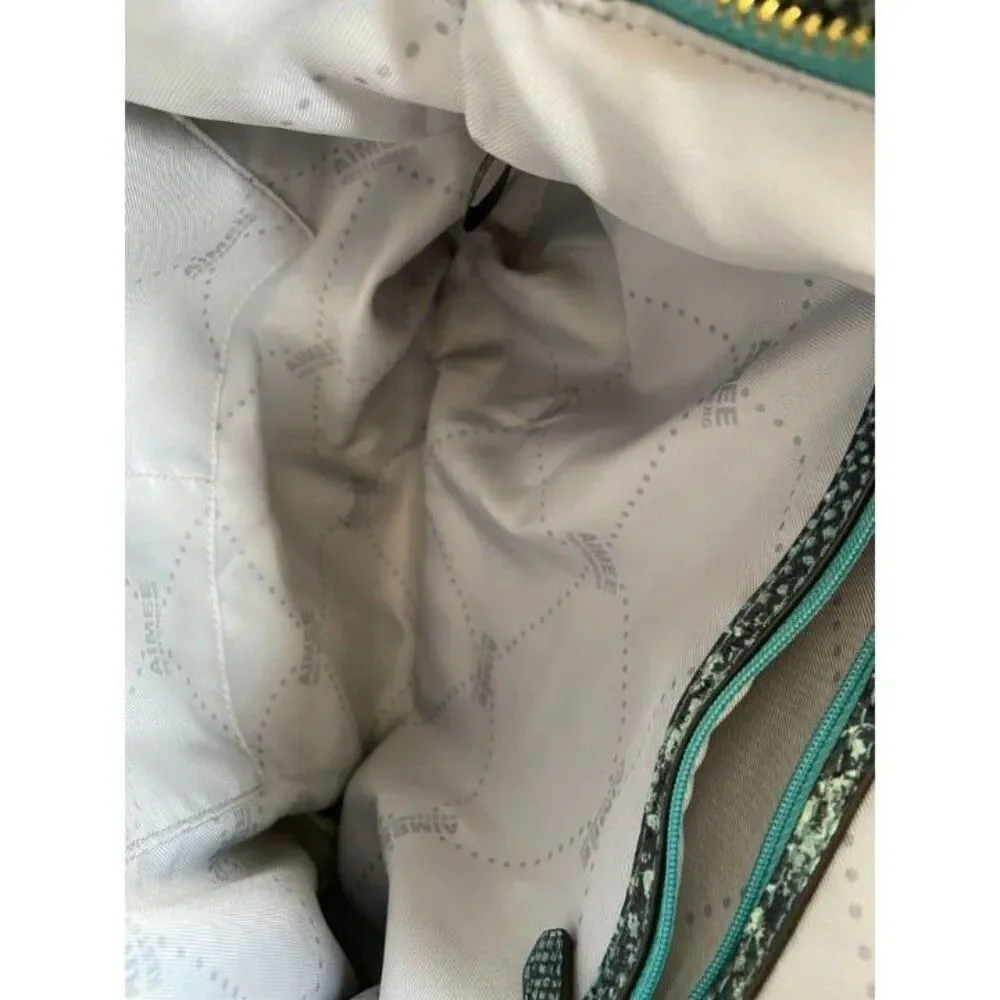 AIMEE KESTENBERG SNAKESKIN VEGAN LEATHER w Turquoise Shoulder Bag-Like New Condi